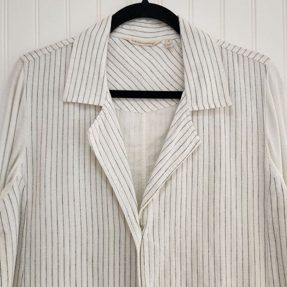 SOFT SURROUNDINGS Pippa Striped Cream Blazer Light Academia Minimalist Large - Picture 3 of 8